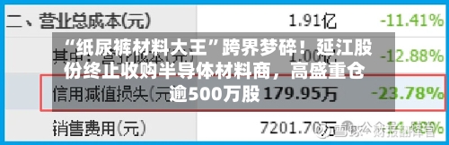 “纸尿裤材料大王”跨界梦碎!延江股份终止收购半导体材料商,高盛重仓逾500万股